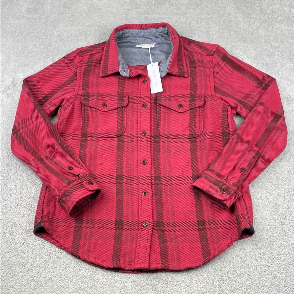 NEW Outerknown XS/S Women's Blanket Shirt 100% Organic Cotton Red, Burgundy